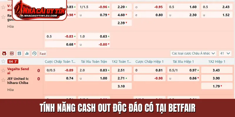 Tính năng Cash Out độc đáo có tại Betfair